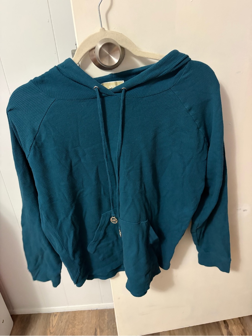 Michael Kors Teal Waffle-Knit Hoodie